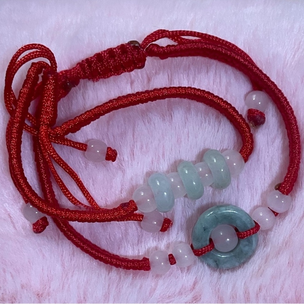 2 Natural Jade Red String Bracelet